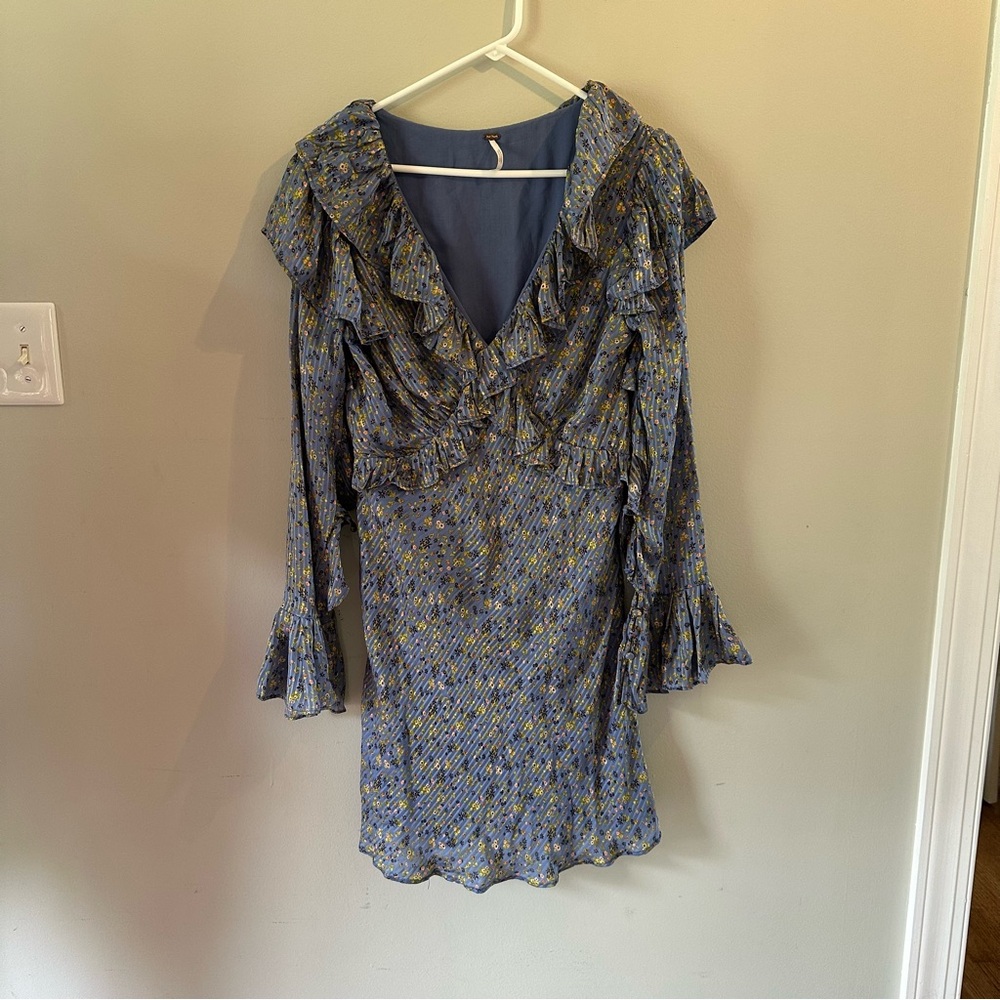 Floral Ruffle Dress in Blue